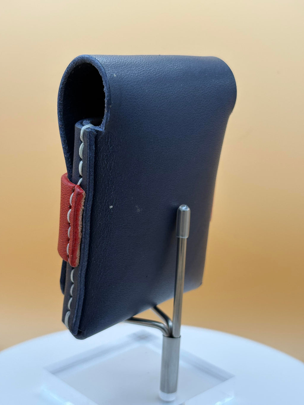 The Milwaukee – Flap Wallet | Navy Latigo & Red Enamel Bridle