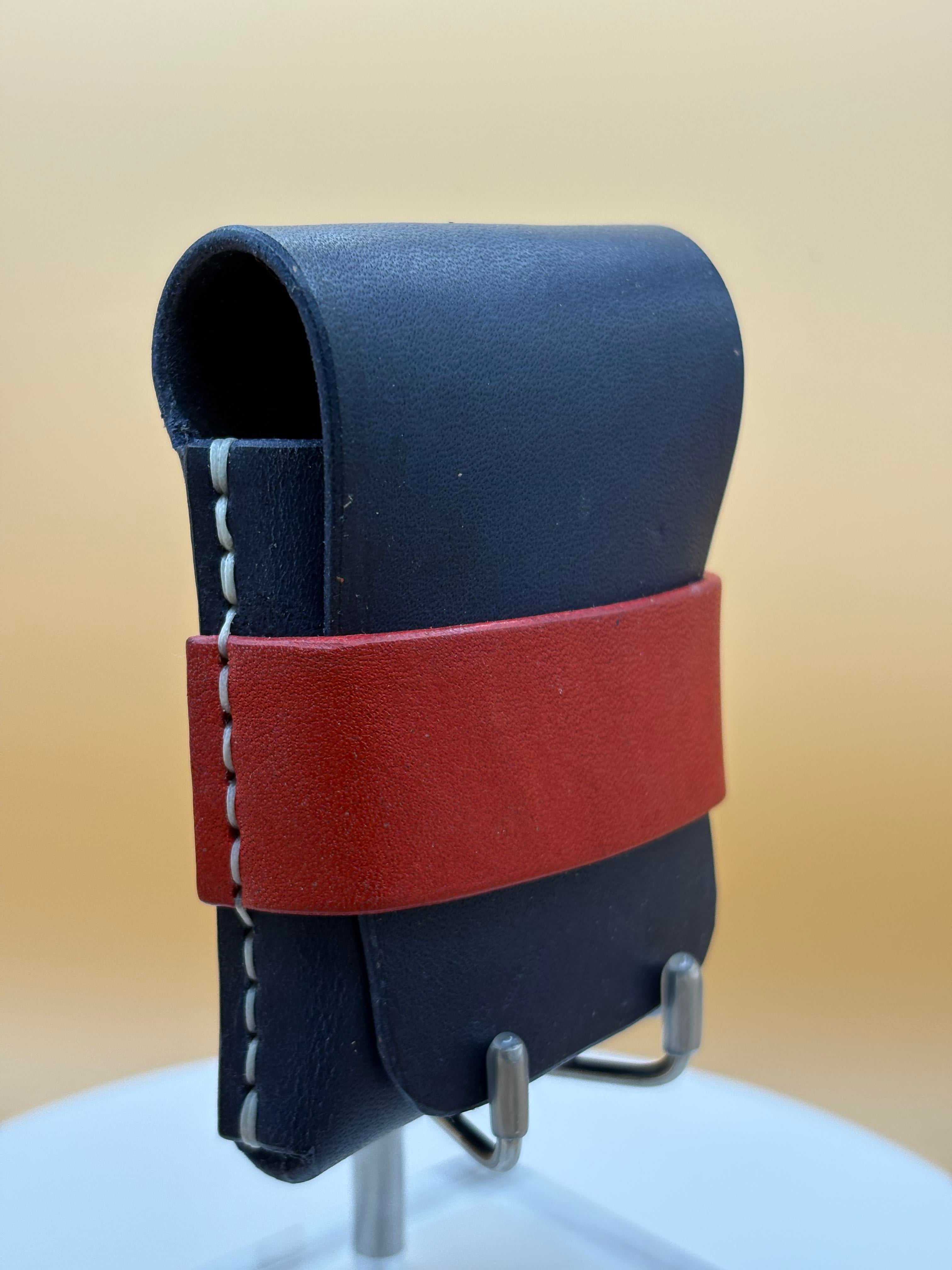 The Milwaukee – Flap Wallet | Navy Latigo & Red Enamel Bridle