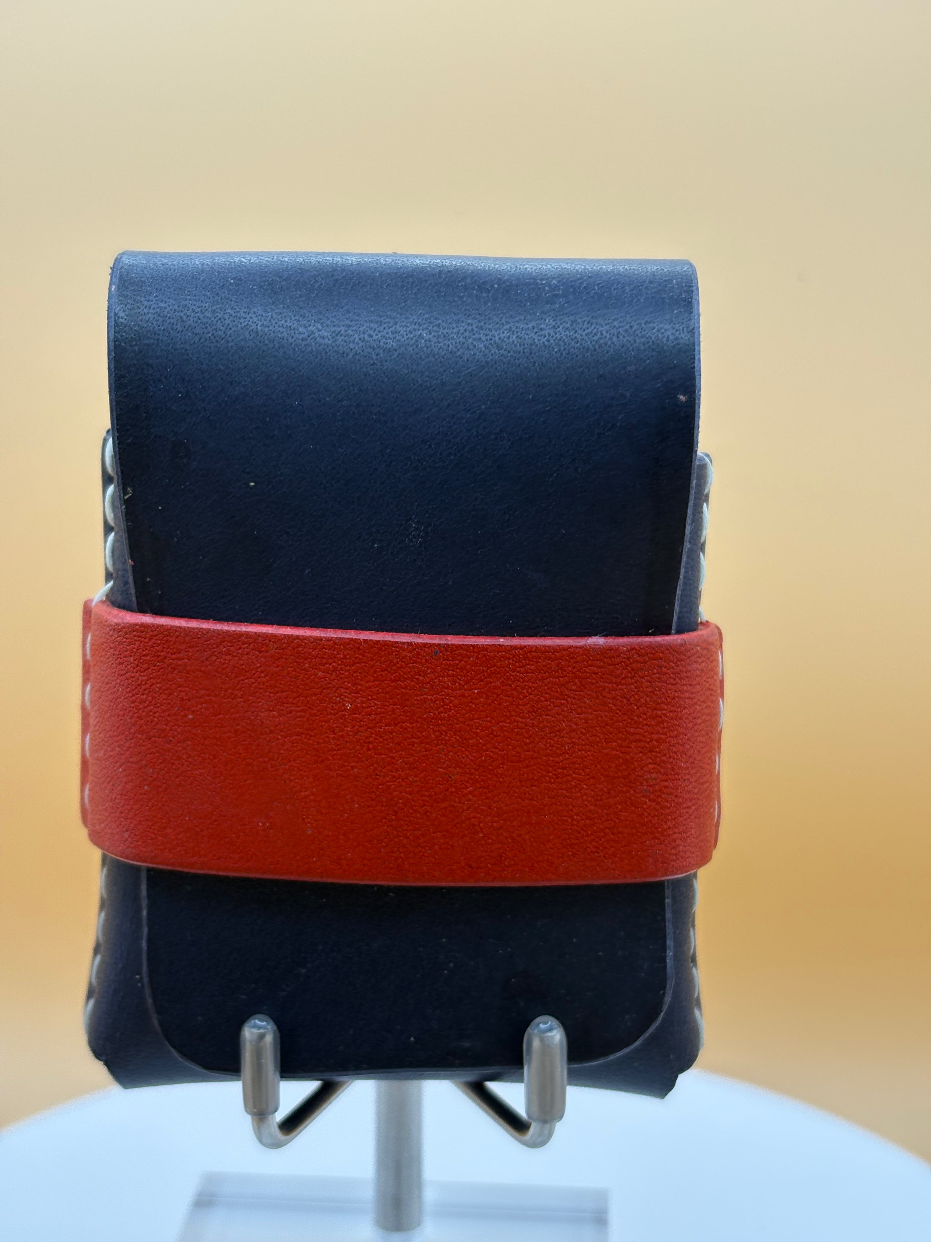 The Milwaukee – Flap Wallet | Navy Latigo & Red Enamel Bridle