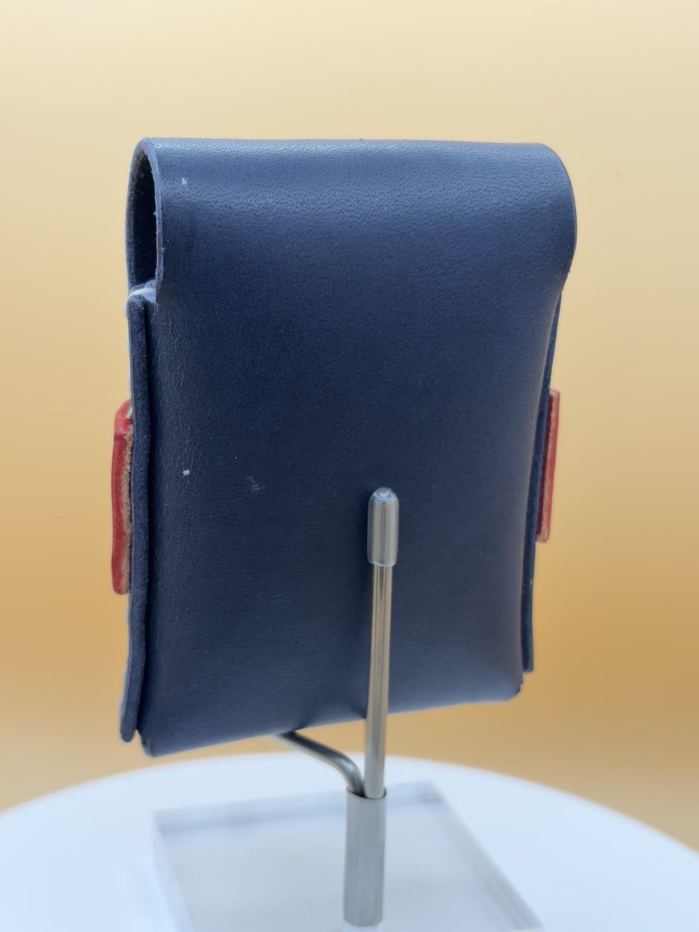 The Milwaukee – Flap Wallet | Navy Latigo & Red Enamel Bridle