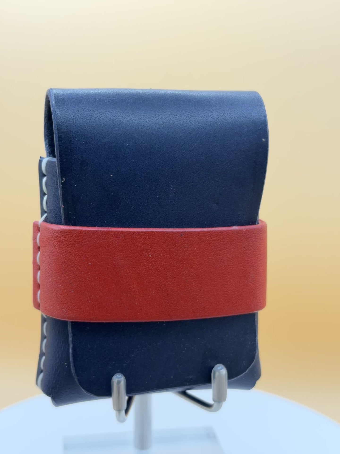 The Milwaukee – Flap Wallet | Navy Latigo & Red Enamel Bridle